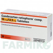 КАНДЕСАРТАН (CANDESARTAN) 16 мг/12,5 мг таблетки 56 шт - Кандесартан, Гідрохлоротіазид RATIOPHARM