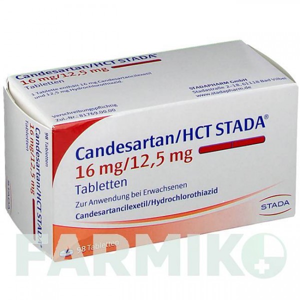 КАНДЕСАРТАН (CANDESARTAN) 16 мг/12,5 мг таблетки 98 шт - Кандесартан, Гідрохлоротіазид STADAPHARM