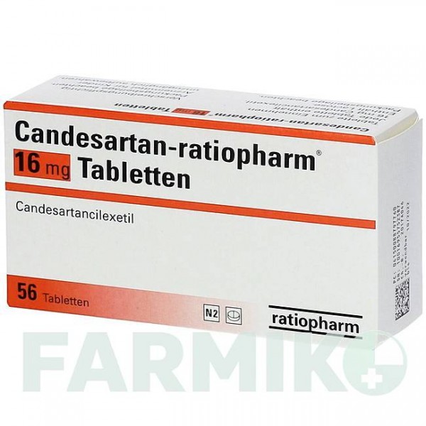 КАНДЕСАРТАН (CANDESARTAN) 16 мг таблетки 56 шт - Кандесартан RATIOPHARM