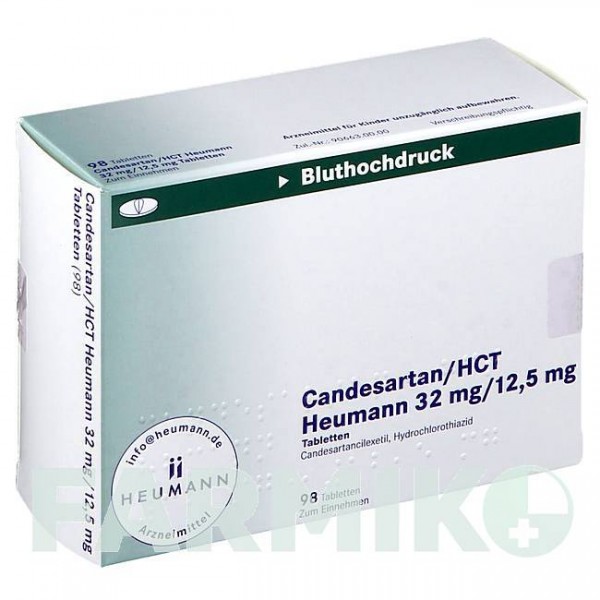КАНДЕСАРТАН (CANDESARTAN) 32 мг/12,5 мг таблетки 98 шт - Кандесартан, Гидрохлоротиазид HEUMANN PHARMA