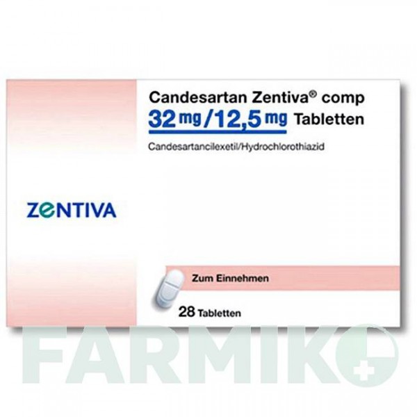 КАНДЕСАРТАН (CANDESARTAN) 32 мг/12,5 мг таблетки 28 шт - Кандесартан, Гідрохлоротіазид ZENTIVA