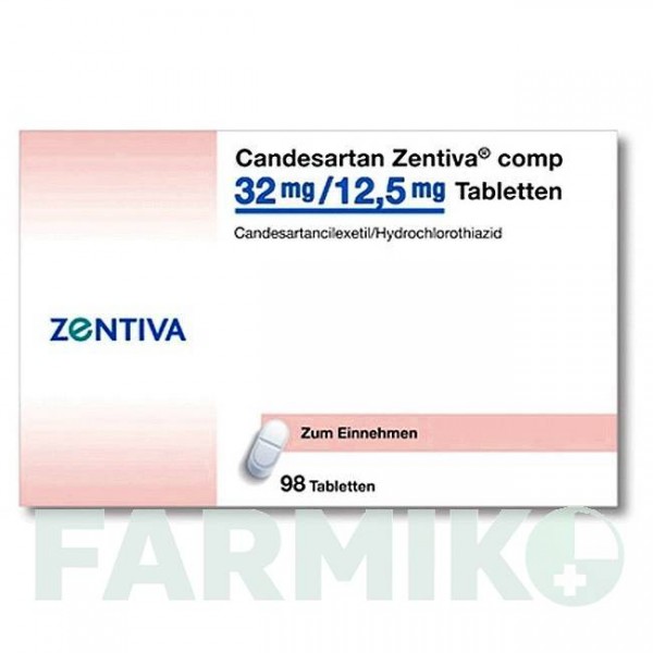КАНДЕСАРТАН (CANDESARTAN) 32 мг/12,5 мг таблетки 98 шт - Кандесартан, Гідрохлоротіазид ZENTIVA