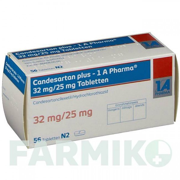 КАНДЕСАРТАН (CANDESARTAN) 32 мг/25 мг таблетки 56 шт - Кандесартан, Гідрохлоротіазид 1 A PHARMA