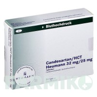 КАНДЕСАРТАН (CANDESARTAN) 32 мг/25 мг таблетки 56 шт - Кандесартан, Гідрохлоротіазид HEUMANN PHARMA