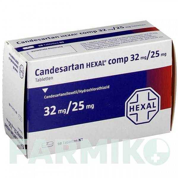 КАНДЕСАРТАН (CANDESARTAN) 32 мг/25 мг таблетки 98 шт - Кандесартан, Гидрохлоротиазид HEXAL