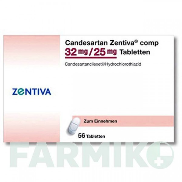 КАНДЕСАРТАН (CANDESARTAN) 32 мг/25 мг таблетки 56 шт - Кандесартан, Гідрохлоротіазид ZENTIVA