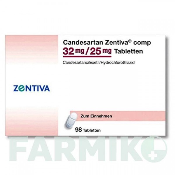 КАНДЕСАРТАН (CANDESARTAN) 32 мг/25 мг таблетки 98 шт - Кандесартан, Гідрохлоротіазид ZENTIVA