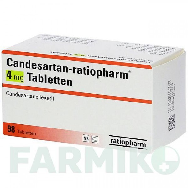 КАНДЕСАРТАН (CANDESARTAN) 4 мг таблетки 98 шт - Кандесартан RATIOPHARM