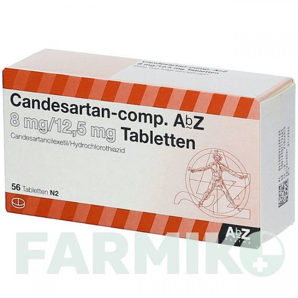КАНДЕСАРТАН (CANDESARTAN) 8 мг/12,5 мг таблетки 56 шт - Кандесартан, Гідрохлоротіазид ABZ PHARMA