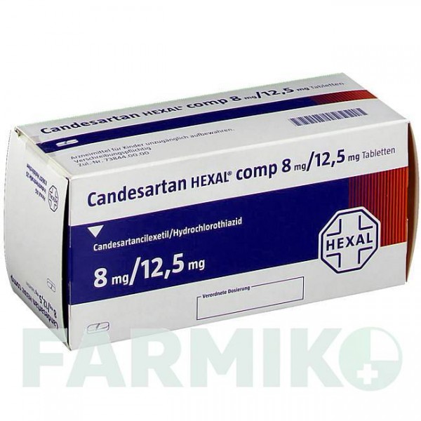 КАНДЕСАРТАН (CANDESARTAN) 8 мг/12,5 мг таблетки 56 шт - Кандесартан, Гидрохлоротиазид HEXAL