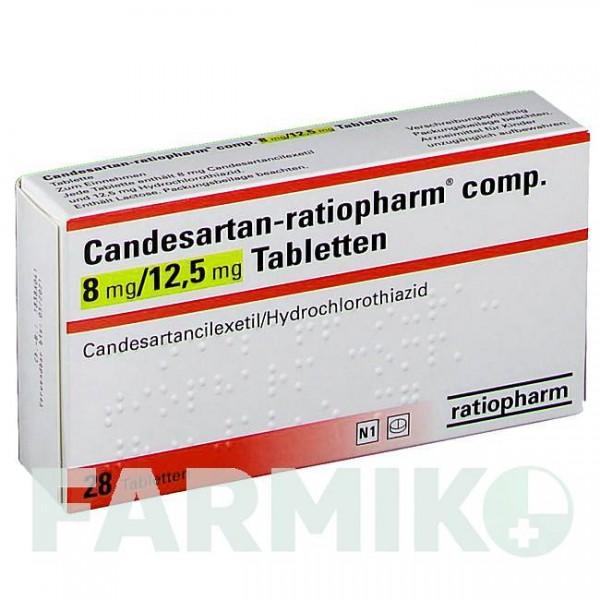 КАНДЕСАРТАН (CANDESARTAN) 8 мг/12,5 мг таблетки 28 шт - Кандесартан, Гідрохлоротіазид RATIOPHARM