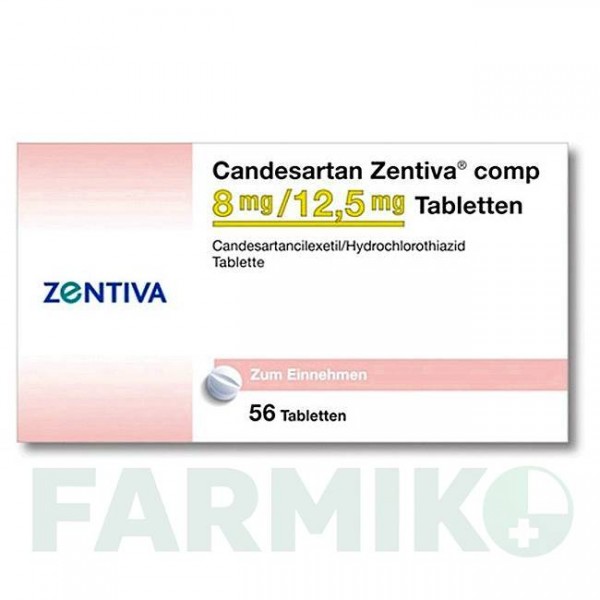 КАНДЕСАРТАН (CANDESARTAN) 8 мг/12,5 мг таблетки 56 шт - Кандесартан, Гідрохлоротіазид ZENTIVA