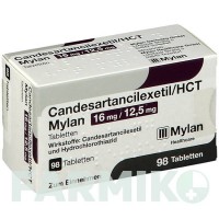 КАНДЕСАРТАН ЦИЛЕКСЕТИЛ (CANDESARTAN CILEXETIL) 16 мг/12,5 мг таблетки 98 шт - Кандесартан, Гідрохлоротіазид VIATRIS
