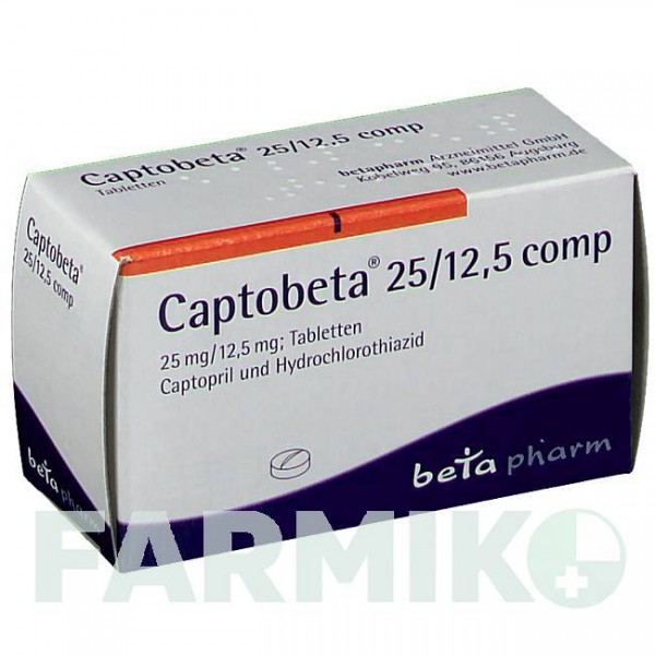 КАПТОБЕТА (CAPTOBETA) 25/12,5 таблетки 50 шт - Каптоприл, Гидрохлоротиазид BETAPHARM