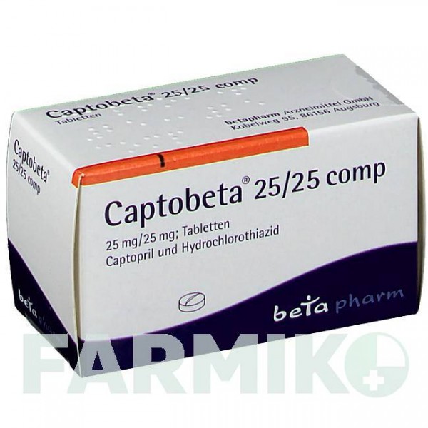КАПТОБЕТА (CAPTOBETA) 25/25 таблетки 50 шт - Каптоприл, Гідрохлоротіазид BETAPHARM