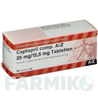 КАПТОПРИЛ (CAPTOPRIL) 25 мг/12,5 мг таблетки 50 шт - Каптоприл, Гідрохлоротіазид ABZ PHARMA