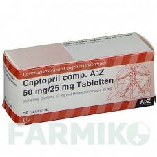 КАПТОПРИЛ (CAPTOPRIL) 50 мг/25 мг таблетки 50 шт - Каптоприл, Гідрохлоротіазид ABZ PHARMA