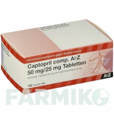 КАПТОПРИЛ (CAPTOPRIL) 50 мг/25 мг таблетки 100 шт - Каптоприл, Гідрохлоротіазид ABZ PHARMA