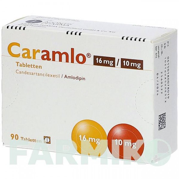 КАРАМЛО (CARAMLO) 16 мг/10 мг таблетки 90 шт - Кандесартан, Амлодипін APONTIS PHARMA