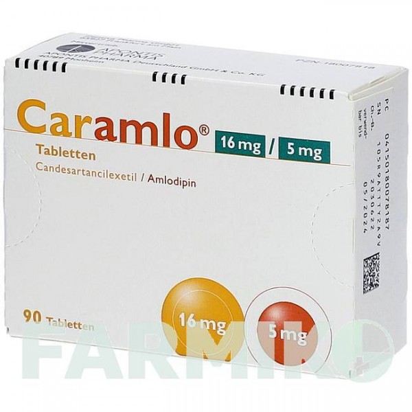 КАРАМЛО (CARAMLO) 16 мг/5 мг таблетки 90 шт - Кандесартан, Амлодипин APONTIS PHARMA