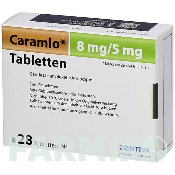 КАРАМЛО (CARAMLO) 8 мг/5 мг таблетки 28 шт - Кандесартан, Амлодипін EMRA-MED