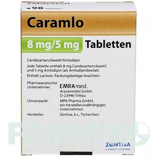КАРАМЛО (CARAMLO) 8 мг/5 мг таблетки 98 шт - Кандесартан, Амлодипин EMRA-MED
