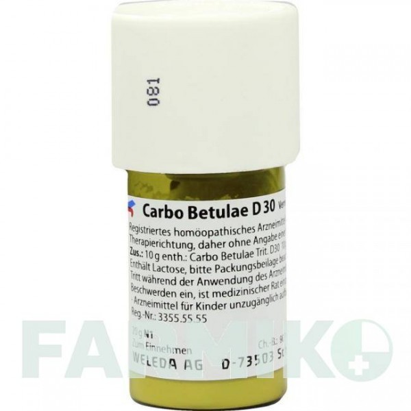 КАРБО БЕТУЛЕ (CARBO BETULAE) D 30 тритурація 20 г - Гомеопатія WELEDA