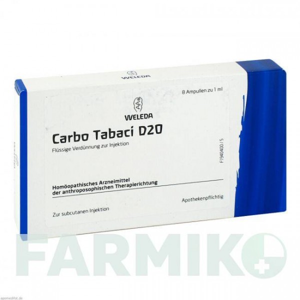 КАРБО ТАБАЦИ (CARBO TABACI) D 20 ампули 8 шт - Гомеопатія WELEDA