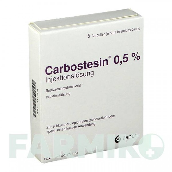 КАРБОСТЕЗИН (CARBOSTESIN) 0,50% раствор 5x5 мл - Бупивакаин ASPEN