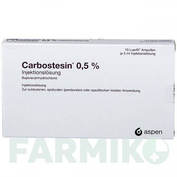 КАРБОСТЕЗИН (CARBOSTESIN) 0,50% раствор 10x5 мл - Бупивакаин ASPEN