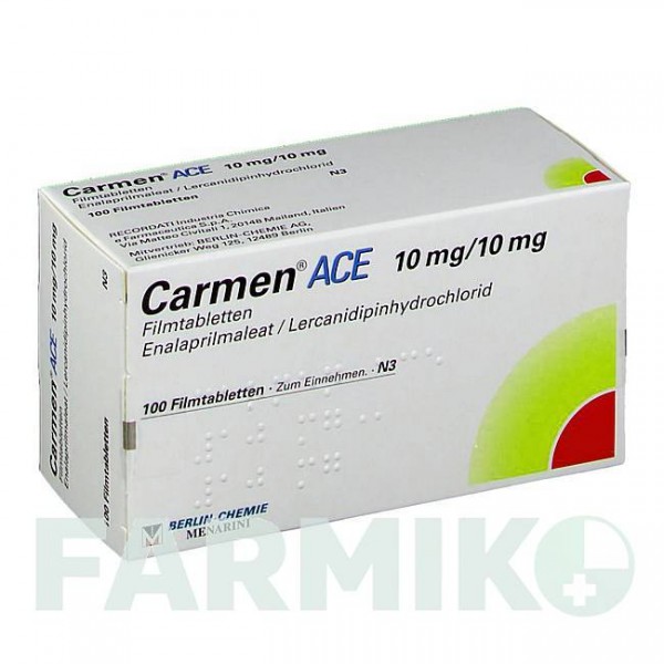 КАРМЕН ЕЙС (CARMEN ACE) 10 мг/10 мг таблетки 100 шт - Еналаприл, Лерканідипін BERLIN-CHEMIE