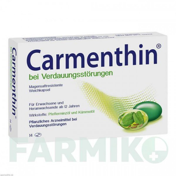 КАРМЕНТИН (CARMENTHIN) капсулы 14 шт - Активные вещества DR.WILLMAR SCHWABE