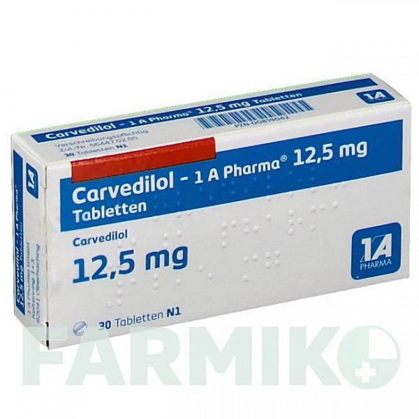 КАРВЕДИЛОЛ (CARVEDILOL) 12,5 мг таблетки 30 шт - Карведилол 1 A PHARMA