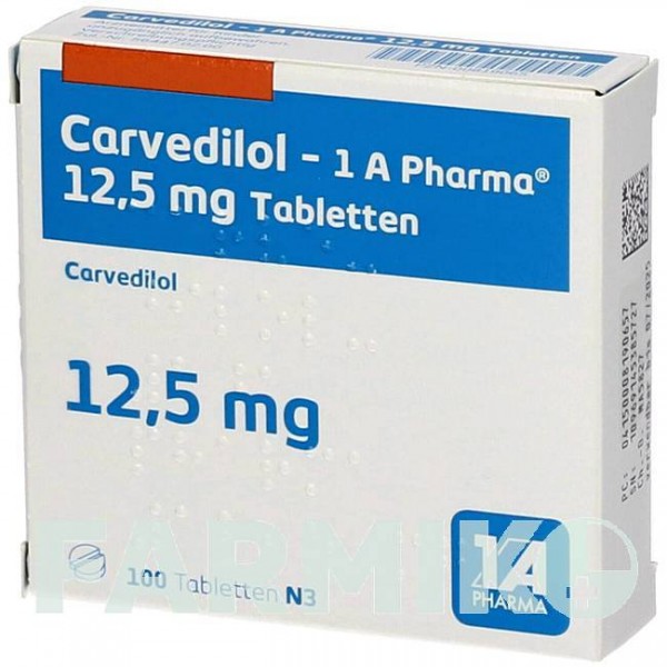 КАРВЕДИЛОЛ (CARVEDILOL) 12,5 мг таблетки 100 шт - Карведилол 1 A PHARMA