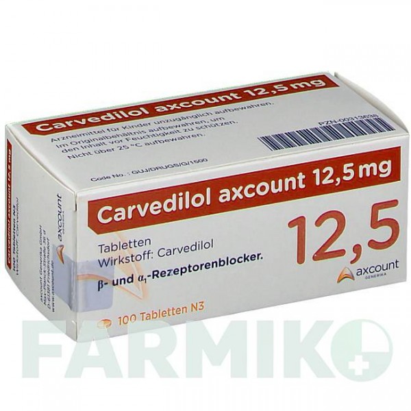 КАРВЕДИЛОЛ (CARVEDILOL) 12,5 мг таблетки 100 шт - Карведилол AXCOUNT GENERIKA