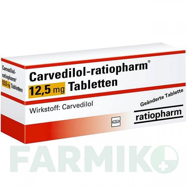 КАРВЕДИЛОЛ (CARVEDILOL) 12,5 мг таблетки 100 шт - Карведилол RATIOPHARM