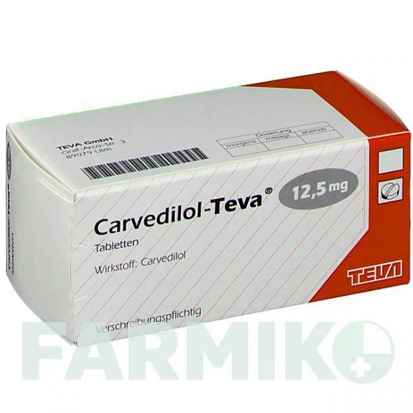 КАРВЕДИЛОЛ (CARVEDILOL) 12,5 мг таблетки 50 шт - Карведилол TEVA