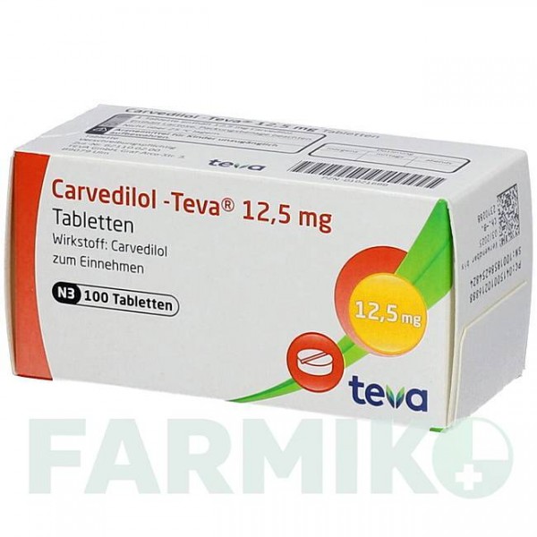 КАРВЕДИЛОЛ (CARVEDILOL) 12,5 мг таблетки 100 шт - Карведилол TEVA