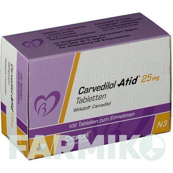 КАРВЕДИЛОЛ (CARVEDILOL) 25 мг таблетки 100 шт - Карведилол DEXCEL PHARMA