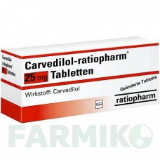 КАРВЕДИЛОЛ (CARVEDILOL) 25 мг таблетки 100 шт - Карведилол RATIOPHARM