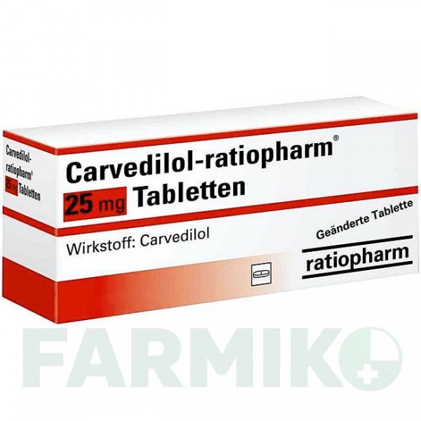 КАРВЕДИЛОЛ (CARVEDILOL) 25 мг таблетки 100 шт - Карведилол RATIOPHARM