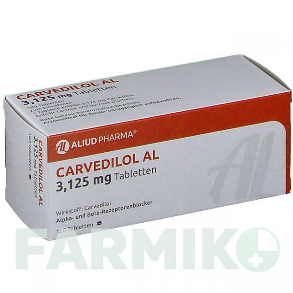 КАРВЕДИЛОЛ (CARVEDILOL) 3,125 мг таблетки 100 шт - Карведилол ALIUD PHARMA