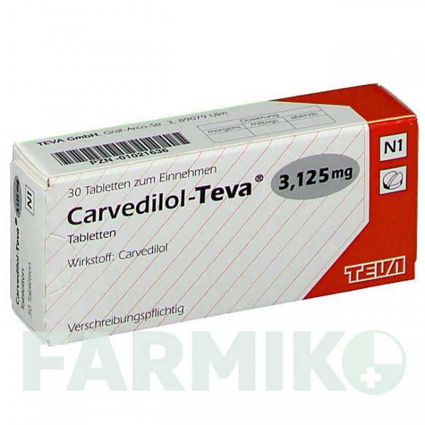 КАРВЕДИЛОЛ (CARVEDILOL) 3,125 мг таблетки 30 шт - Карведилол TEVA