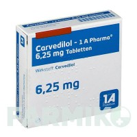 КАРВЕДИЛОЛ (CARVEDILOL) 6,25 мг таблетки 30 шт - Карведилол 1 A PHARMA