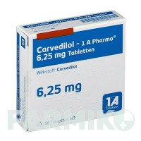 КАРВЕДИЛОЛ (CARVEDILOL) 6,25 мг таблетки 50 шт - Карведилол 1 A PHARMA