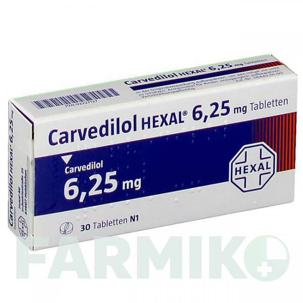 КАРВЕДИЛОЛ (CARVEDILOL) 6,25 мг таблетки 30 шт - Карведилол HEXAL
