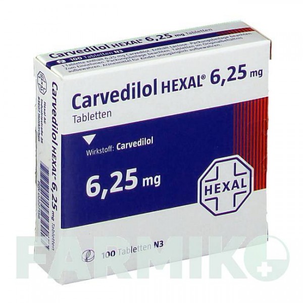 КАРВЕДИЛОЛ (CARVEDILOL) 6,25 мг таблетки 100 шт - Карведилол HEXAL