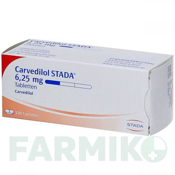 КАРВЕДИЛОЛ (CARVEDILOL) 6,25 мг таблетки 100 шт - Карведилол STADAPHARM