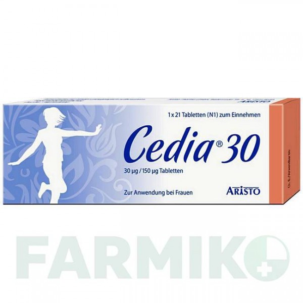 СЕДИЯ (CEDIA) 30 мкг/150 мкг таблетки 21 шт - Дезогестрел, Этинилэстрадиол ARISTO PHARMA
