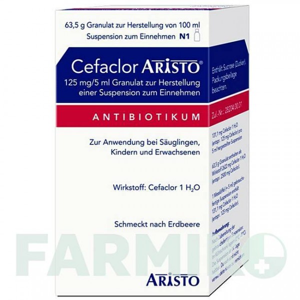 ЦЕФАКЛОР (CEFACLOR) 125 мг/5 мл гранули 100 мл - Цефаклор ARISTO PHARMA